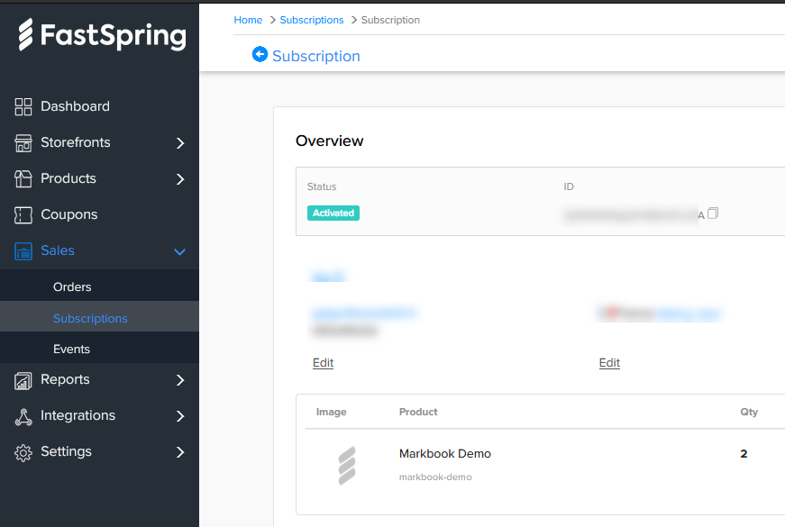 Dans Fastspring, configurez les abonnements pour les classeurs Excel