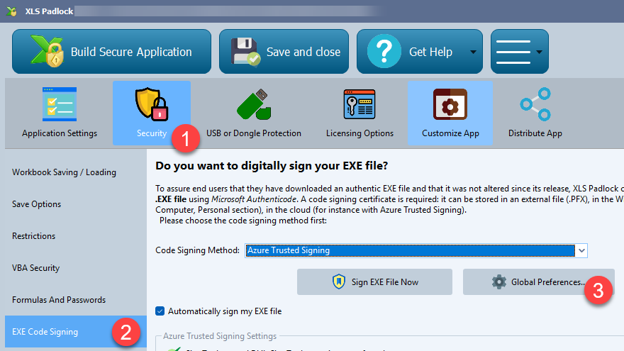 XLS Padlock EXE Code Signing