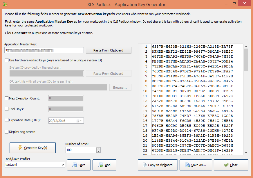 Générateur de clés